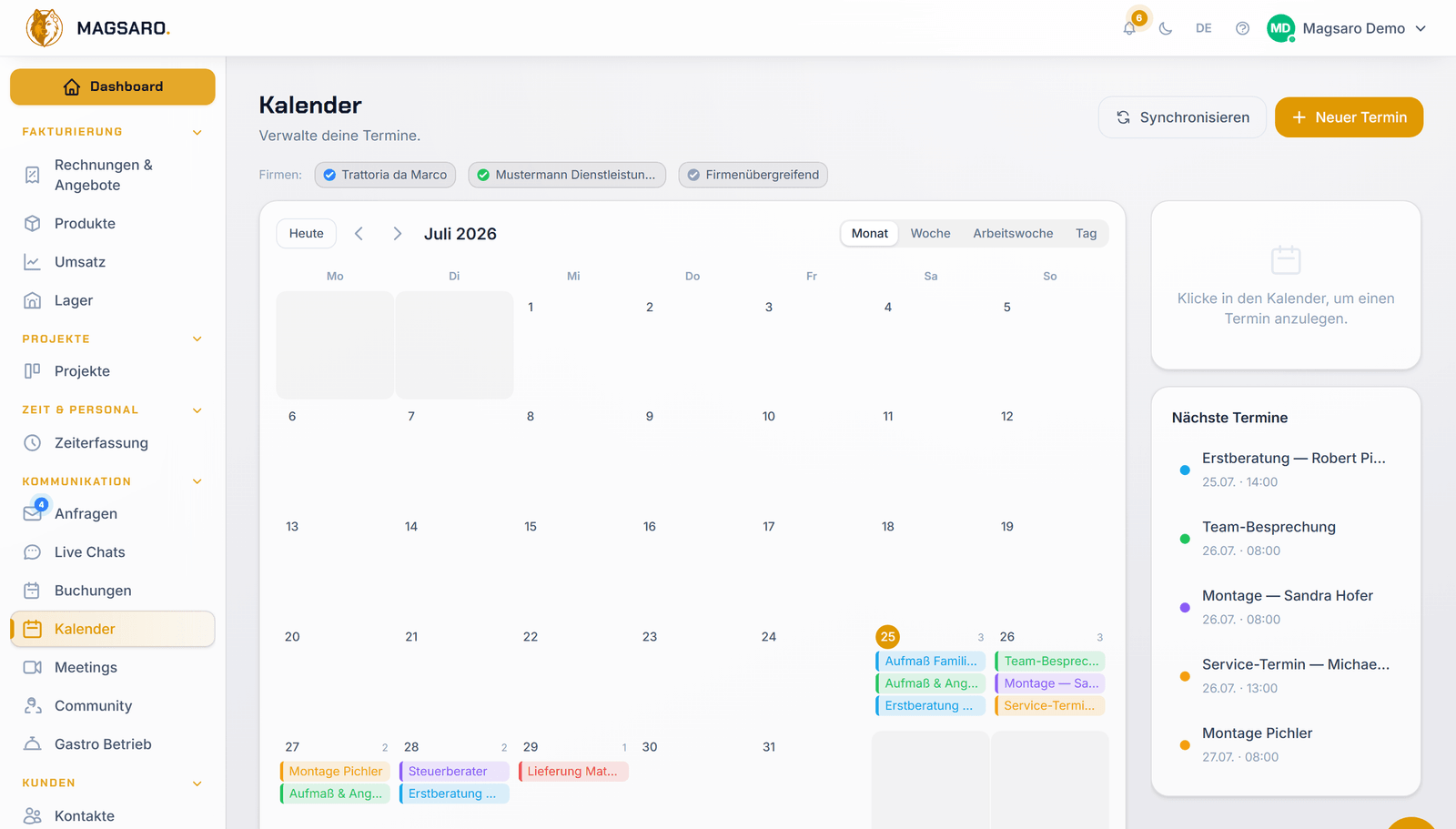 Cockpit · Kalender