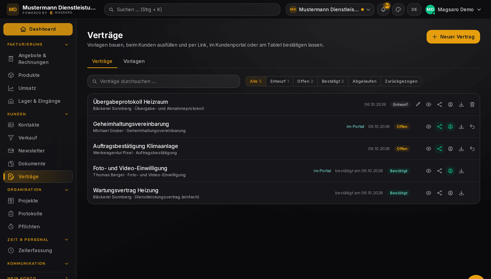 Jeder Vertrag, jeder Stand